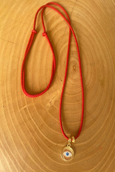 Shepidi Red Twist Rope Gold Eye Object Adjustable Necklace
