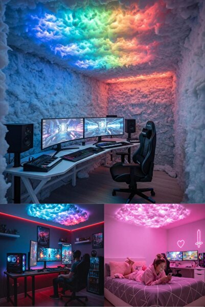 rayudery Bulut Efektli Duvar Tavan RGB LED Aydınlatma Seti 5m – Kumandalı DIY...