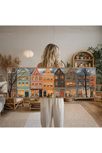 Tuba Decor Tek Parça Gerçek Ahşap Yatay Panorama Çerçeveli Tablo