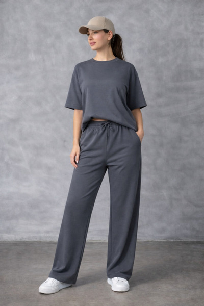 YAKAMEL Women's Crew Neck Short Sleeve Super High Waist Elastic Lace-Up Stretchy