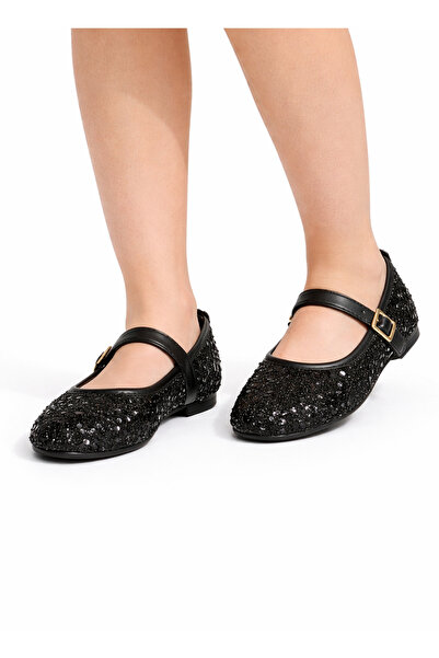 LUFFO حذاء ماري جين اللامع المزين بالترتر اللامع مع مشبك أنيق ونعل طبي مريح ل...