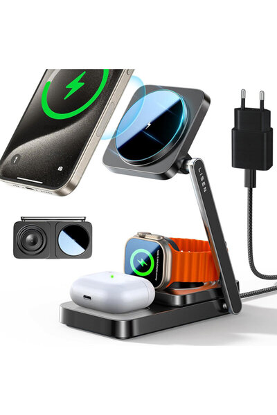 LISEN Stație de încărcare wireless 3 în 1 pentru telefon Lisen, 15W