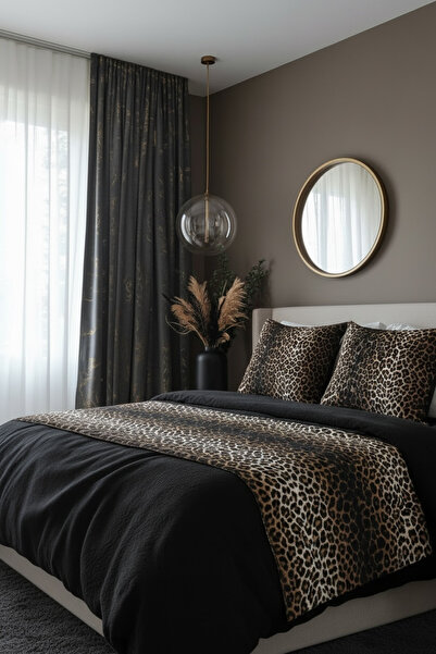 JACA 3'lü Keten Kumaş 3D Desenli Dekoratif Yatak Runner & 2li İç Dolgulu Kare...