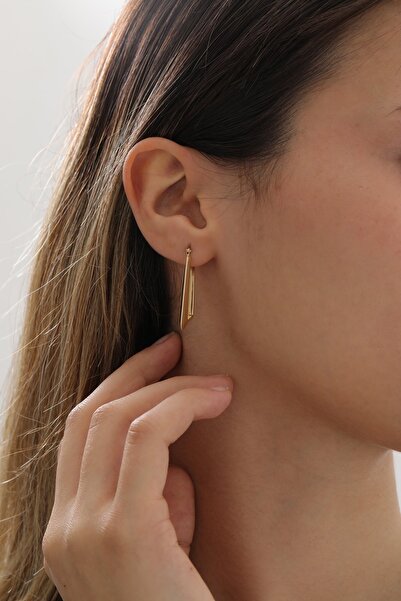 YAVUZ KUYUMCULUK 14 Ayar Altın Dikdörtgen Halka Küpe