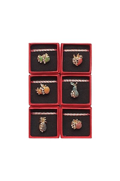 OEM Set of 6 Fruit Brooches with Crystals