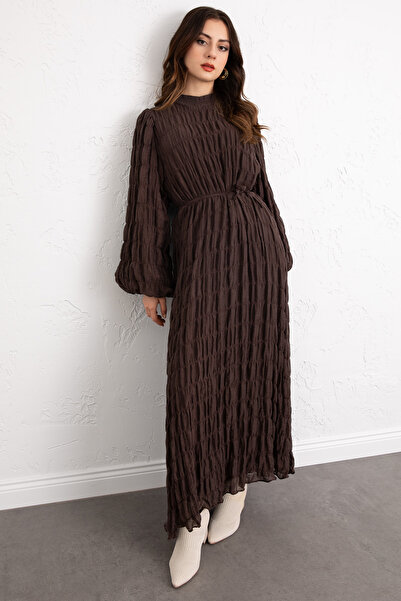 Salih Çelebi Gipeli Modal Dress 0080 - Brown
