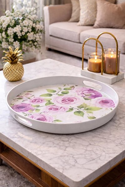 genernic A luxurious serving tray with a rose pattern – a touch of elegance f...