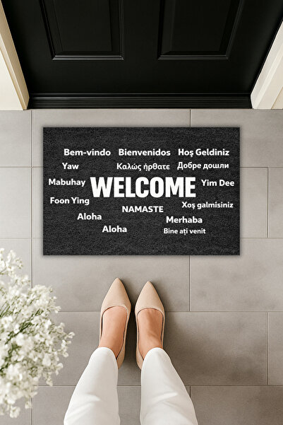 Dormot Home سجادة باب رقمية حديثة - سجادة ترحيب متعددة اللغات - سجادة أمام الباب