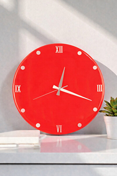 39 Art Studio Dekoratif Epoksi Duvar Saati 40 cm, Neon Turuncu Modern Tasarım...