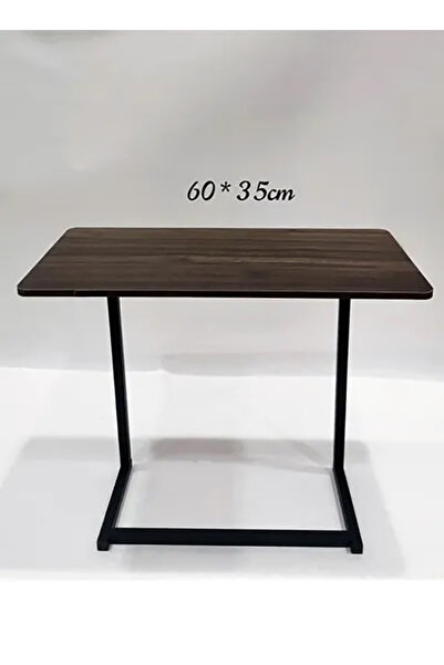TrentonGCC Modern Wooden Side Table 60×35 cm with Black Metal Legs – Minimali...