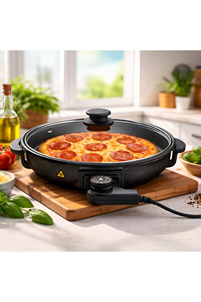 TOSCANA U صانعة بيتزا كهربائية بقدرة 1500 واط مزودة بغطاء زجاجي مقاوم للحرارة...