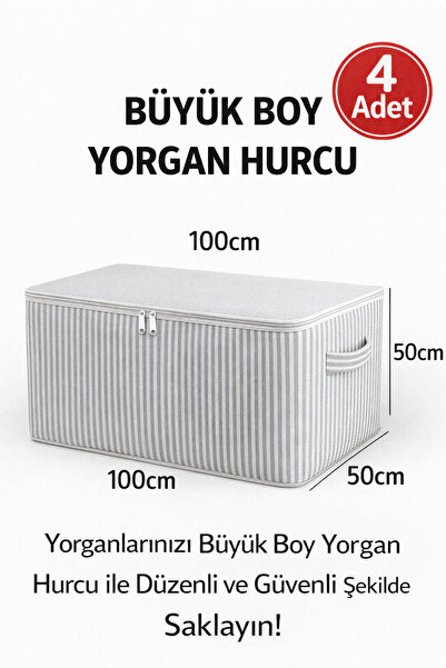 Lumtex Home Textile 4 - Adet ANTRASİT Çizgili Maxi Büyük Boy Yastık, Yorgan ,...