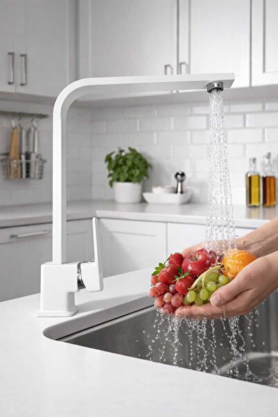KCA ARMATÜR White Chrome Square Kitchen Sink Faucet Stylish Design Kitchen Br...