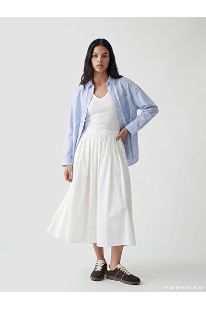 LC Waikiki Çelebi Store'dan Kaliteli Parçalar Beli Kordonlu Poplin Kloş Etek