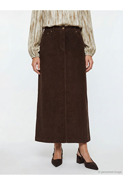 LC Waikiki Büyük Beden Standart Fit Fitilli Kadife Etek