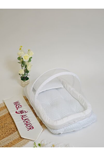 WASL ALKHAIR مفرش ناموسية جامبو مخصّص للأطفال حديثي الولادة، يتميّز باللون ال...