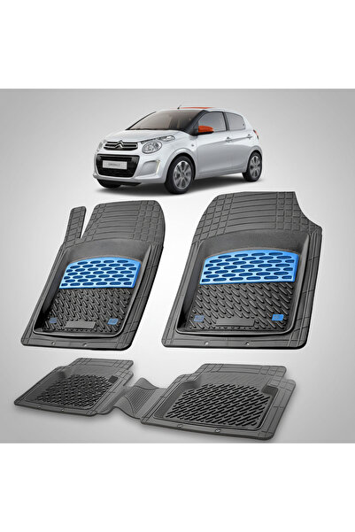 TEAMCAR Covorașe auto tip tavă compatibile cu Citroen C1 II (2014-2022) Albastru