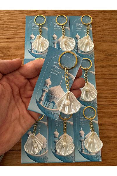 Poros Store 1 adet İnci İstiridye Hediyelik Anahtarlık Ramazan Dizaynlı Kart