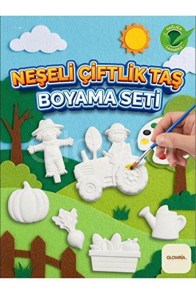 Glowria Çocuklar İçin Çiftlik Temalı Taş Boyama Seti | Çocuk Ekransız Aktivit...