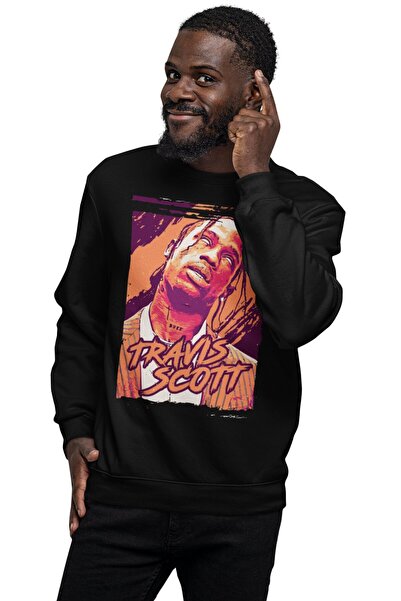 Fuddy Moda سويت شيرت بدون قلنسوة مطبوع عليه ترافيس سكوت قصة فضفاضة ريترو للجنسين