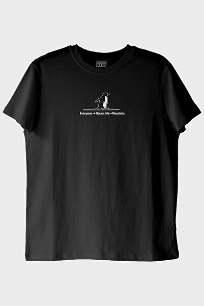 NUUGG Penguin Mountain Love Black T-Shirt