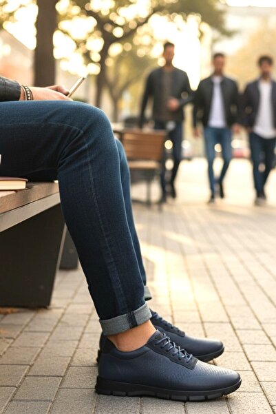 enoch حذاء إينوخ الكلاسيكي للرجال باللون الأزرق الداكن - مزود بنسيج ميكرو بوي...