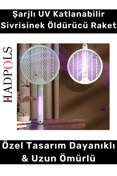 HadPols #SinekRaketi Yeni 1200mAh Şarjlı UV Katlanabilir Sivrisinek Öldürücü ...
