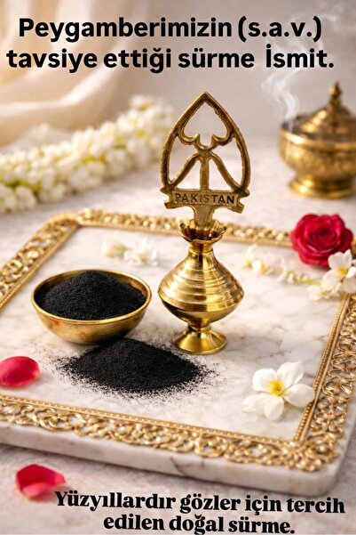 Sabuncu Hacı %100 Saf İsmit Sürme Tozu + Büyük Boy Pirinç Sürmedanlık (İçi Sü...