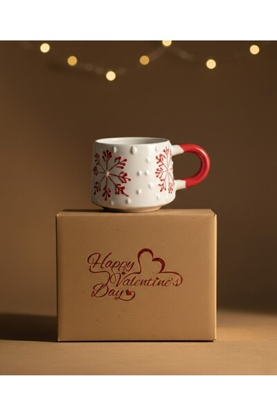 Artiser Hand Made Ceramic Mug with Valentine's Day Packaging, Snowflake Patte...