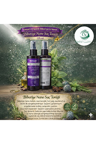 Tresan Organik Biberiye & Nane Dökülme ve Yıpranma Karşıtı Saç Toniği 125 ml