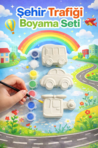 Glowria Erkek Çocuklar İçin Araba Temalı Taş Boyama Seti | Çocuk Ekransız Akt...