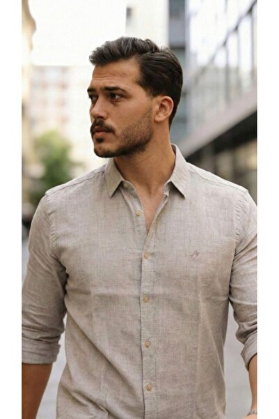 FRESCO SCARFS Men's Long Sleeve Linen Shirt