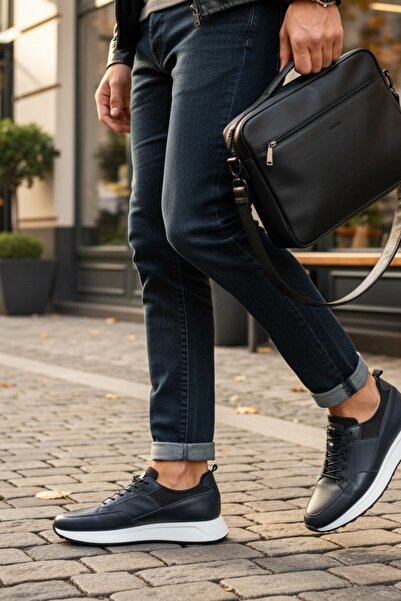 enoch Enoch Men's Classic Shoes - Lace-Up Model with Contrast Panels and Ultr...