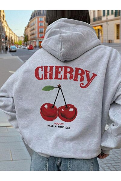 SVART WEAR Детска суитшърт с качулка и принт с череши, 100% памук