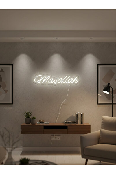dekoraven Maşallah Tasarım Beyaz Led Neon Tabela - Nişan, Söz ve Bebek Odası ...