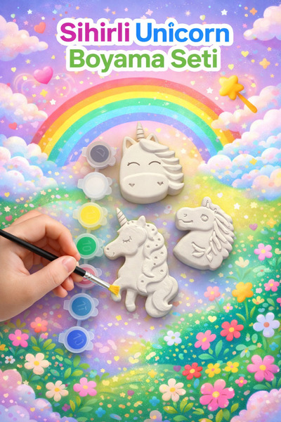 Glowria Kız Çocuklar İçin Unicorn Temalı Taş Boyama Seti | Çocuk Ekransız Akt...