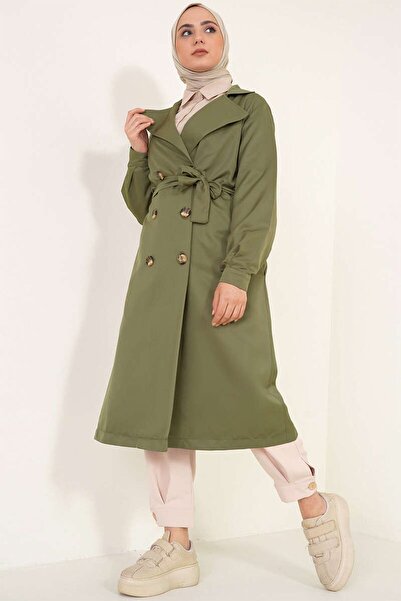 Hiccup Bdart Button Closure Long Trench Coat