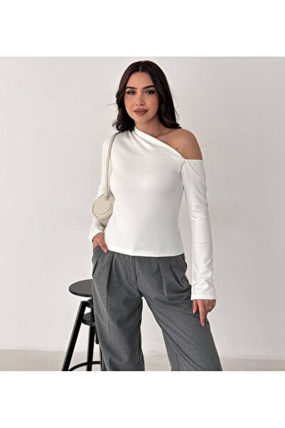 Noa&Noa Boat Neck Blouse with Gathered Shoulder Detail