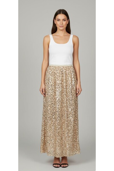 Park Moda Kadın Payetli Uzun Etek