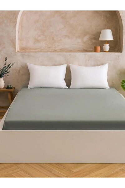 LC Waikiki ملاءة سرير مطاطية مزدوجة من القطن الأخضر (S6)