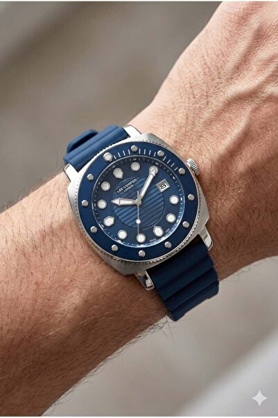 Lee Cooper Navy Blue Color Sports Men's Wristwatch |   43mm, Silicone Strap, ...