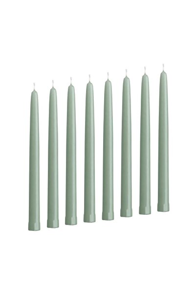 TEZPAZAR Klokhet 8 Adet Şamdan Mumu Yükseklik 25 Cm Dekoratif Mum açık Yeşil Yanma Süresi: 5.5 saat I.k:e.a