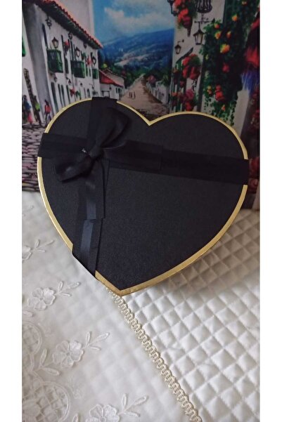 SAGA DEKORASYON & HEDİYELİK Kalpli Hediye Kutusu-Siyah