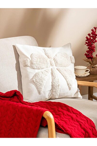 LC Waikiki Pernă decorativă din pluș cu imprimeu fundă bej 45x45 cm (S6)