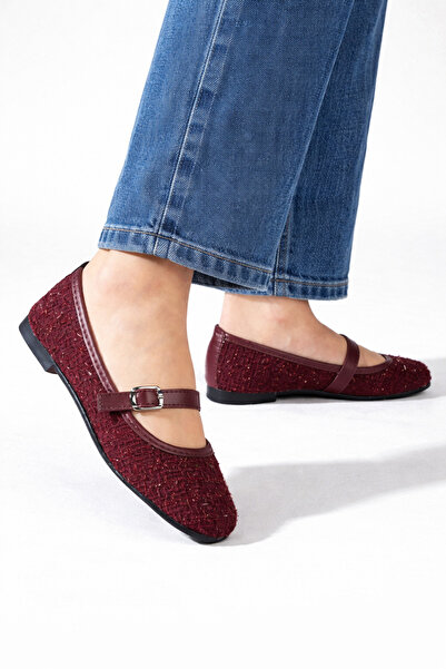 STOCON Balerini din țesătură tweed, cu cataramă elegantă, talpă ortopedică, p...