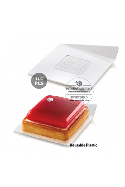 Decoratiuni Dulci Tavite albe patrate monoportii (100 buc.)