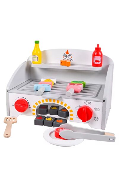 Denn Store Grătar, BBQ de jucărie din lemn pentru copii accesorii incluse cle...