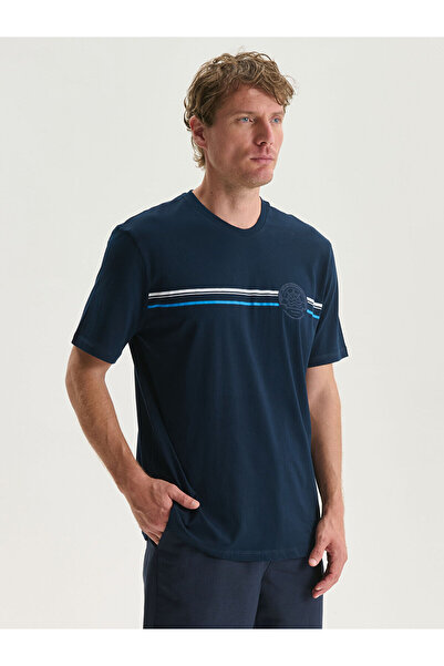 LC Waikiki Nevavm Oval Collar Printed Combed Cotton Men's T-Shirt