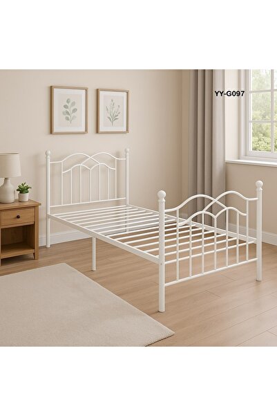 unbranded IRON BED COLOR WHITE SIZE 190*90*28 CM