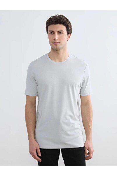 LC Waikiki Gray Crew Neck Modal Men's T-Shirt (S6)